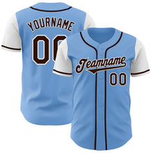 Load image into Gallery viewer, Custom Light Blue Brown-White Authentic Two Tone Baseball Jersey