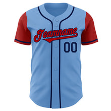 Load image into Gallery viewer, Custom Light Blue Red-Navy Authentic Two Tone Baseball Jersey