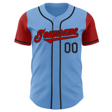 Load image into Gallery viewer, Custom Light Blue Red-Black Authentic Two Tone Baseball Jersey