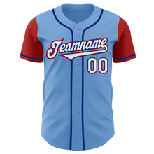 Load image into Gallery viewer, Custom Light Blue Royal-Red Authentic Two Tone Baseball Jersey