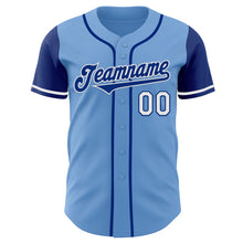 Load image into Gallery viewer, Custom Light Blue Royal-White Authentic Two Tone Baseball Jersey