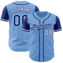 Load image into Gallery viewer, Custom Light Blue Royal-White Authentic Two Tone Baseball Jersey