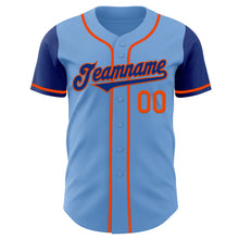 Load image into Gallery viewer, Custom Light Blue Royal-Orange Authentic Two Tone Baseball Jersey