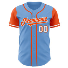 Load image into Gallery viewer, Custom Light Blue Orange-White Authentic Two Tone Baseball Jersey