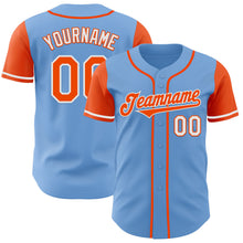 Load image into Gallery viewer, Custom Light Blue Orange-White Authentic Two Tone Baseball Jersey