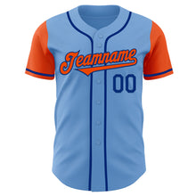 Load image into Gallery viewer, Custom Light Blue Orange-Royal Authentic Two Tone Baseball Jersey