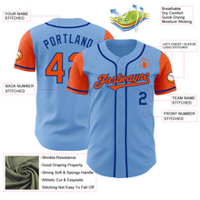 Load image into Gallery viewer, Custom Light Blue Orange-Royal Authentic Two Tone Baseball Jersey