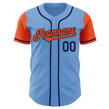 Load image into Gallery viewer, Custom Light Blue Orange-Navy Authentic Two Tone Baseball Jersey