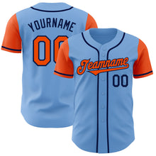 Load image into Gallery viewer, Custom Light Blue Orange-Navy Authentic Two Tone Baseball Jersey