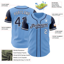 Load image into Gallery viewer, Custom Light Blue Navy-White Authentic Two Tone Baseball Jersey