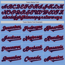 Load image into Gallery viewer, Custom Light Blue Navy-Red Authentic Two Tone Baseball Jersey