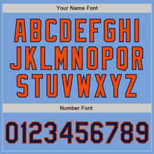 Load image into Gallery viewer, Custom Light Blue Navy-Orange Authentic Two Tone Baseball Jersey