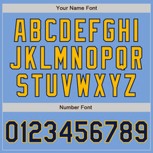 Load image into Gallery viewer, Custom Light Blue Navy-Gold Authentic Two Tone Baseball Jersey