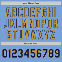 Load image into Gallery viewer, Custom Light Blue Navy-Old Gold Authentic Two Tone Baseball Jersey