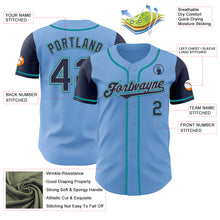 Load image into Gallery viewer, Custom Light Blue Navy Gray-Teal Authentic Two Tone Baseball Jersey