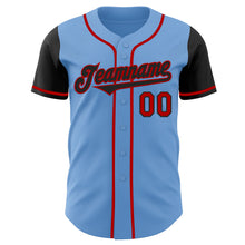 Load image into Gallery viewer, Custom Light Blue Black-Red Authentic Two Tone Baseball Jersey