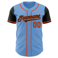 Load image into Gallery viewer, Custom Light Blue Black-Orange Authentic Two Tone Baseball Jersey