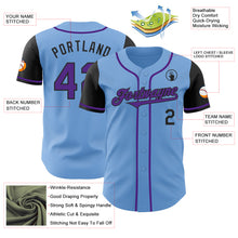 Load image into Gallery viewer, Custom Light Blue Purple-Black Authentic Two Tone Baseball Jersey