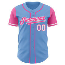 Load image into Gallery viewer, Custom Light Blue Pink-White Authentic Two Tone Baseball Jersey