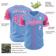 Load image into Gallery viewer, Custom Light Blue Pink-White Authentic Two Tone Baseball Jersey