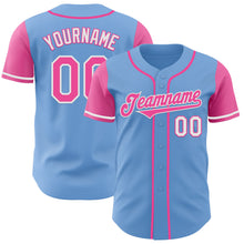 Load image into Gallery viewer, Custom Light Blue Pink-White Authentic Two Tone Baseball Jersey