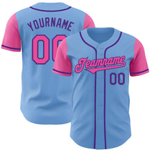 Load image into Gallery viewer, Custom Light Blue Pink-Purple Authentic Two Tone Baseball Jersey