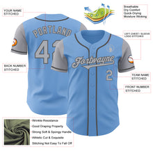 Load image into Gallery viewer, Custom Light Blue Gray-Steel Gray Authentic Two Tone Baseball Jersey