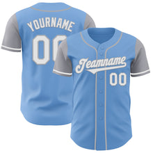 Load image into Gallery viewer, Custom Light Blue White-Gray Authentic Two Tone Baseball Jersey