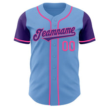 Load image into Gallery viewer, Custom Light Blue Purple-Pink Authentic Two Tone Baseball Jersey