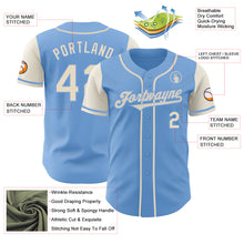 Load image into Gallery viewer, Custom Light Blue Cream Authentic Two Tone Baseball Jersey