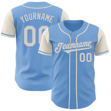 Load image into Gallery viewer, Custom Light Blue Cream Authentic Two Tone Baseball Jersey