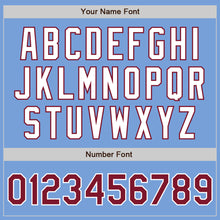 Load image into Gallery viewer, Custom Light Blue Crimson-White Authentic Two Tone Baseball Jersey