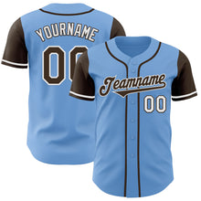 Load image into Gallery viewer, Custom Light Blue Brown-White Authentic Two Tone Baseball Jersey