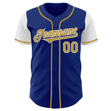 Load image into Gallery viewer, Custom Royal Old Gold-White Authentic Two Tone Baseball Jersey