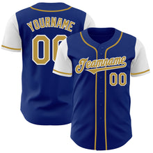 Load image into Gallery viewer, Custom Royal Old Gold-White Authentic Two Tone Baseball Jersey