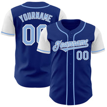 Load image into Gallery viewer, Custom Royal Light Blue-White Authentic Two Tone Baseball Jersey
