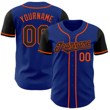 Load image into Gallery viewer, Custom Royal Black-Orange Authentic Two Tone Baseball Jersey