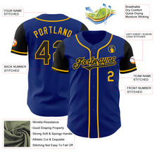 Load image into Gallery viewer, Custom Royal Black-Gold Authentic Two Tone Baseball Jersey