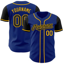Load image into Gallery viewer, Custom Royal Black-Gold Authentic Two Tone Baseball Jersey