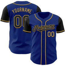 Load image into Gallery viewer, Custom Royal Black-Old Gold Authentic Two Tone Baseball Jersey