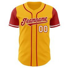 Load image into Gallery viewer, Custom Gold Red-White Authentic Two Tone Baseball Jersey