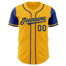 Load image into Gallery viewer, Custom Gold Royal Authentic Two Tone Baseball Jersey