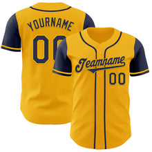 Load image into Gallery viewer, Custom Gold Navy Authentic Two Tone Baseball Jersey