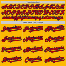 Load image into Gallery viewer, Custom Gold Red-Navy Authentic Two Tone Baseball Jersey