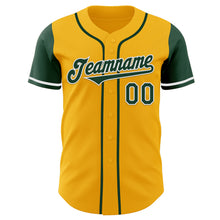 Load image into Gallery viewer, Custom Gold Green-White Authentic Two Tone Baseball Jersey