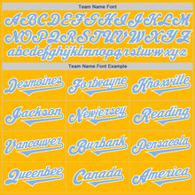 Load image into Gallery viewer, Custom Gold Light Blue-White Authentic Two Tone Baseball Jersey