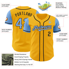Load image into Gallery viewer, Custom Gold Light Blue-Black Authentic Two Tone Baseball Jersey