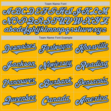 Load image into Gallery viewer, Custom Gold Light Blue-Black Authentic Two Tone Baseball Jersey