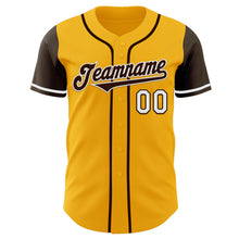 Load image into Gallery viewer, Custom Gold Brown-White Authentic Two Tone Baseball Jersey