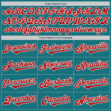 Load image into Gallery viewer, Custom Teal Red-White Authentic Two Tone Baseball Jersey